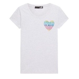 LOVE MOSCHINO Women’s T-Shirt - Printed Stretch Cotton Jersey - Size 8 - New